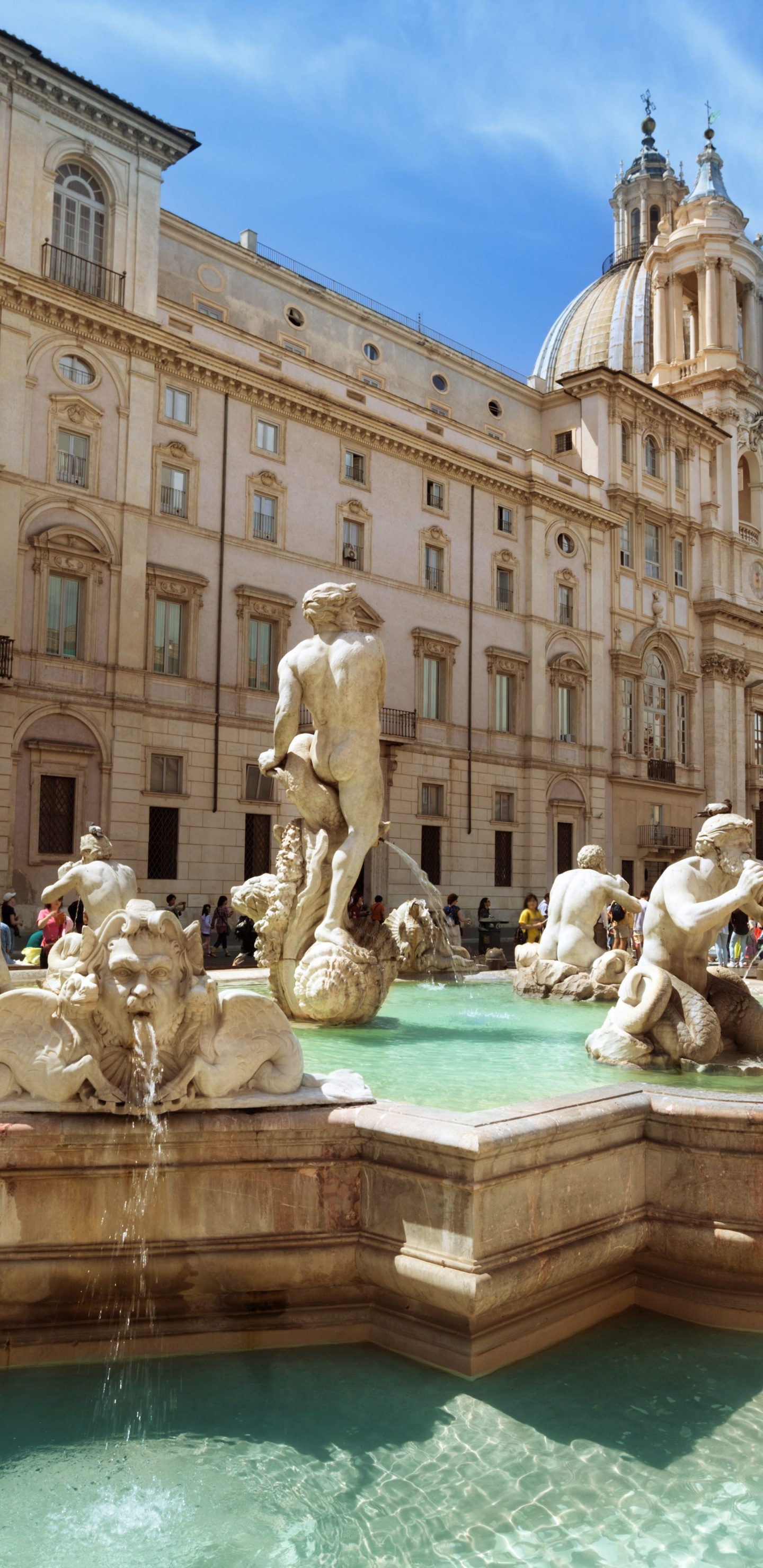 Обои фонтан Треви, пантеон, ориентир, городская площадь, рыночная площадь в разрешении 1440x2960