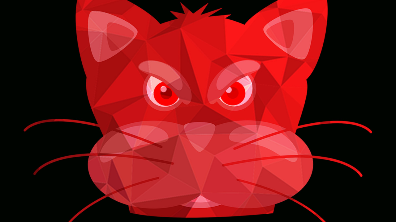 Обои кот, розовый кот, арт, иллюстрация, красный цвет в разрешении 1280x720