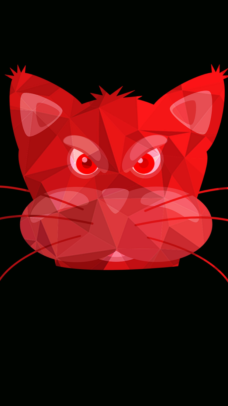 Обои кот, розовый кот, арт, иллюстрация, красный цвет в разрешении 750x1334