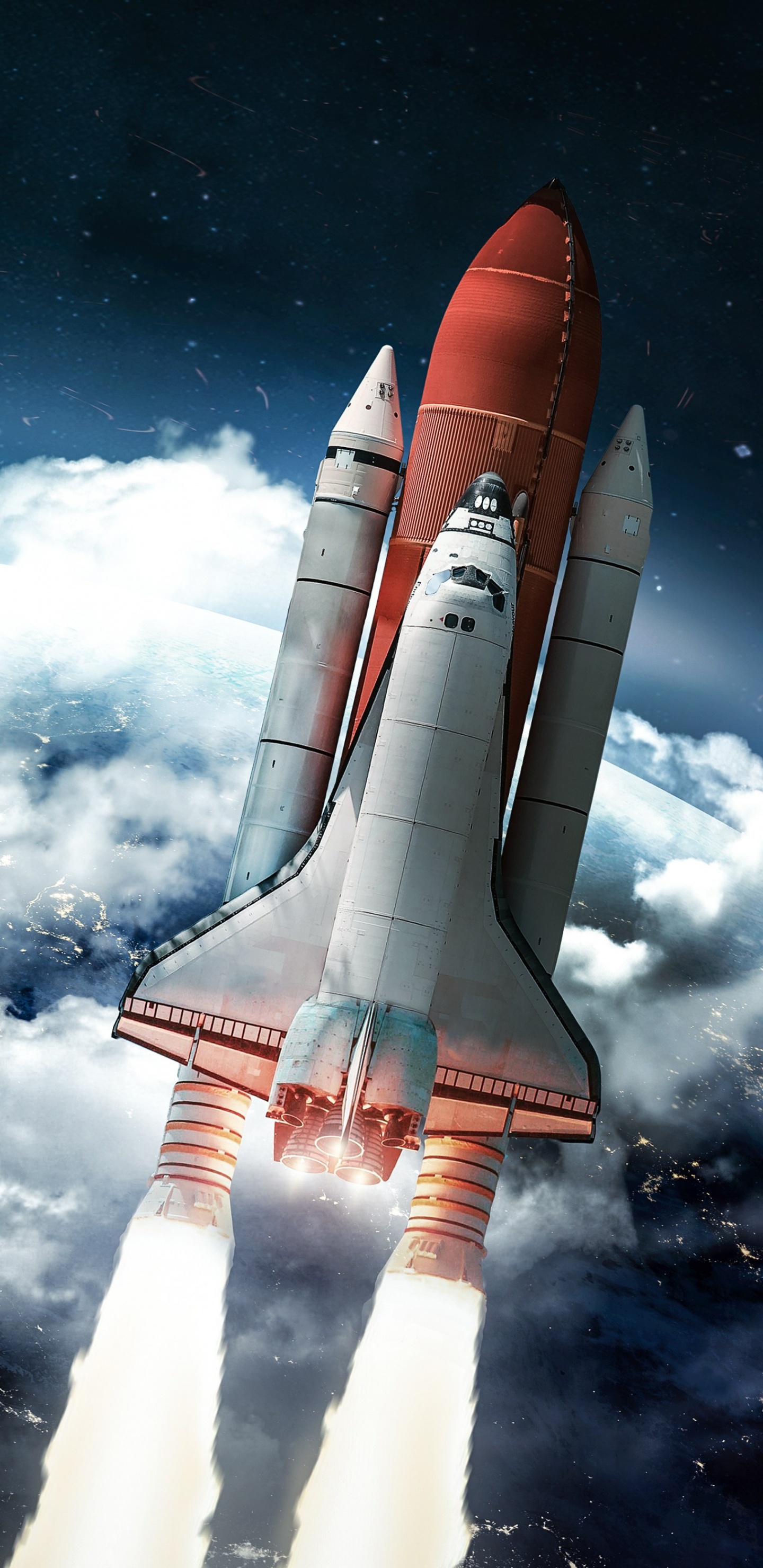 Обои космос, ракета, звездолет, космический аппарат, космическая ракета в разрешении 1440x2960