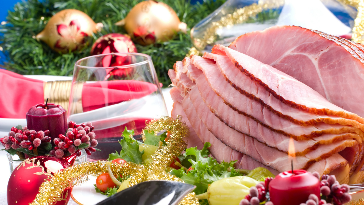 Обои Рождественский день, пища, блюда, ассорти, природные продукты в разрешении 1280x720