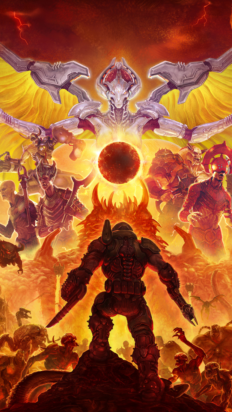 Обои Погибель Вечную, doom, Bethesda Softworks, демон, арт в разрешении 750x1334