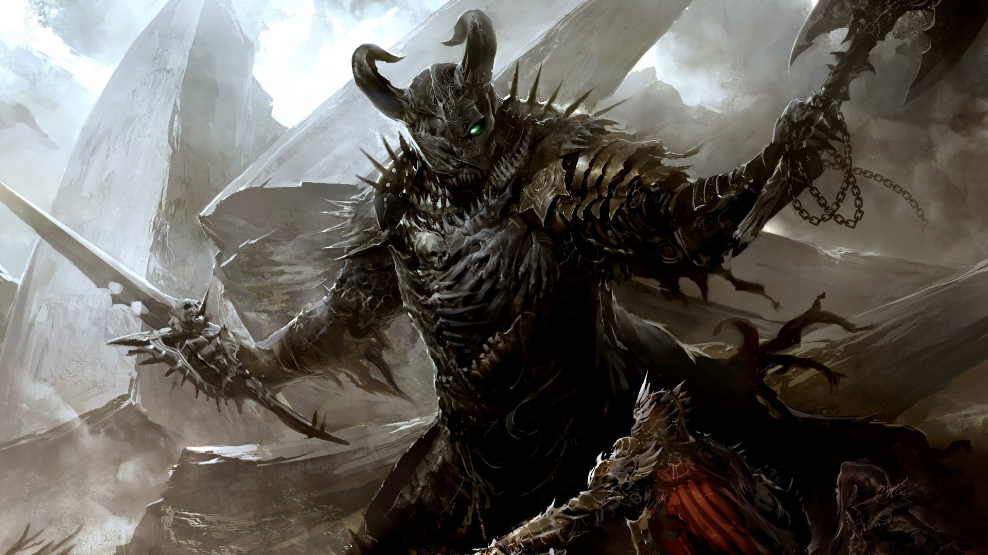 Обои guild wars 2 heart of thorns, демон, дракон, мифология, Гильдия войны 2 ст в разрешении 1920x1080