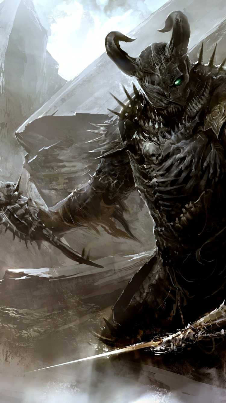 Обои guild wars 2 heart of thorns, демон, дракон, мифология, Гильдия войны 2 ст в разрешении 750x1334