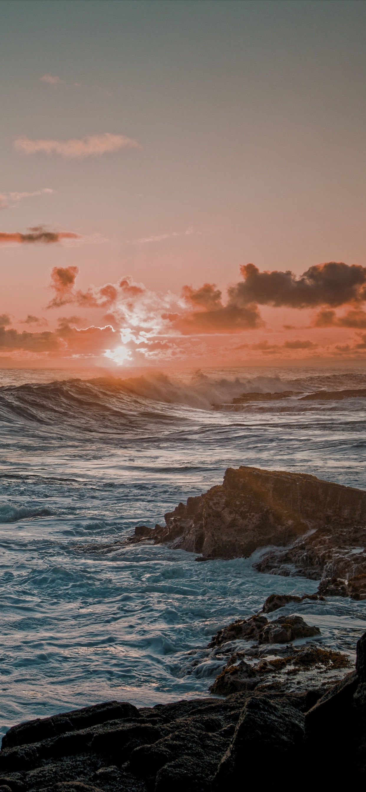 Обои океан, горизонт, мыс, природа, водоем в разрешении 1242x2688