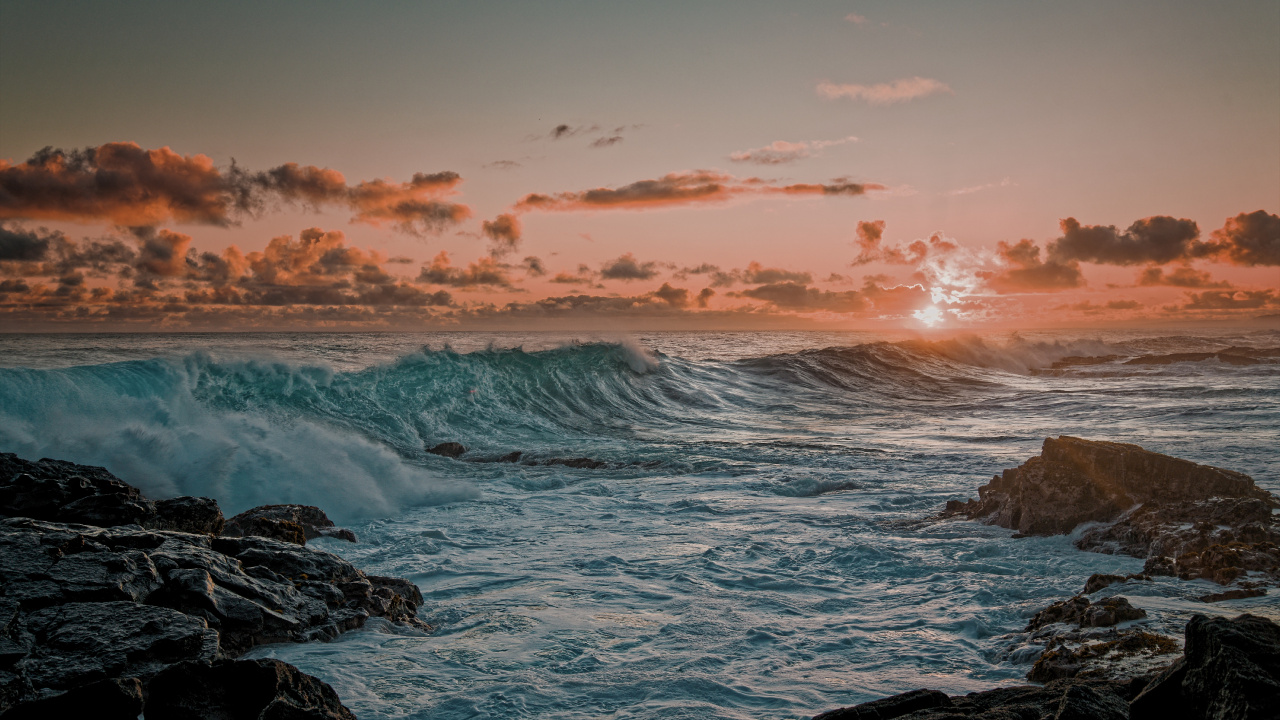 Обои океан, горизонт, мыс, природа, водоем в разрешении 1280x720