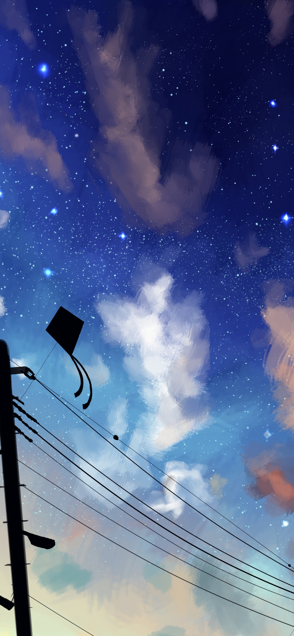 Обои синий, облако, атмосфера, ночь, космос в разрешении 1242x2688