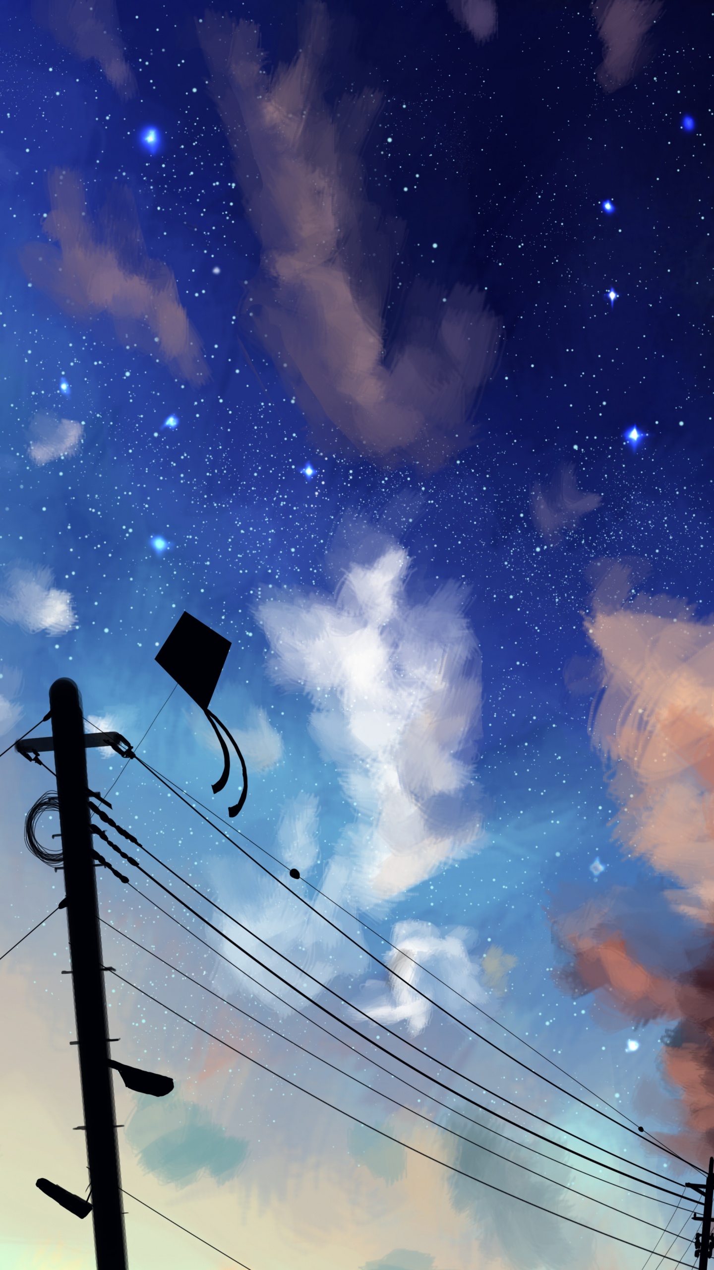 Обои синий, облако, атмосфера, ночь, космос в разрешении 1440x2560