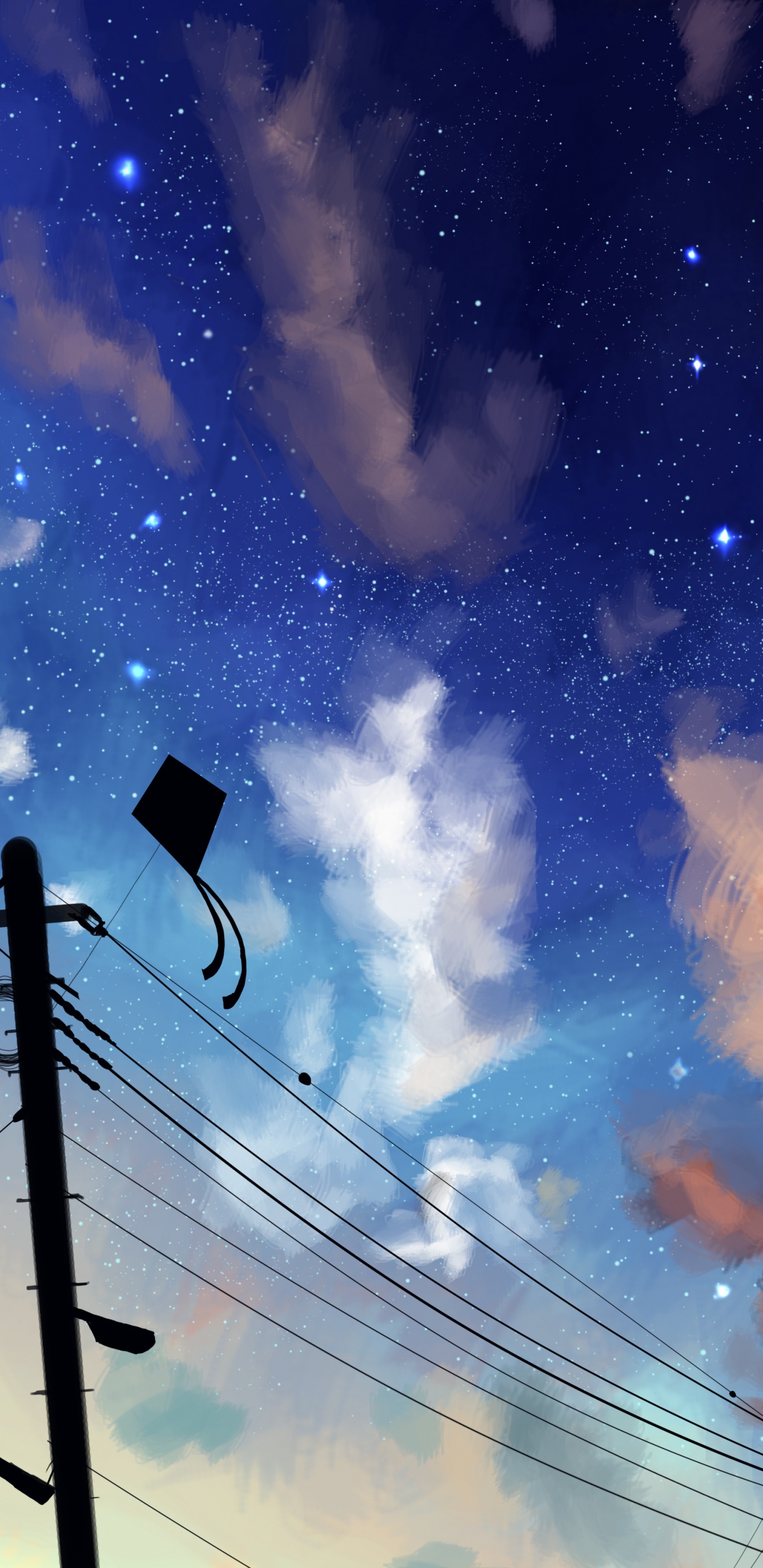 Обои синий, облако, атмосфера, ночь, космос в разрешении 1440x2960