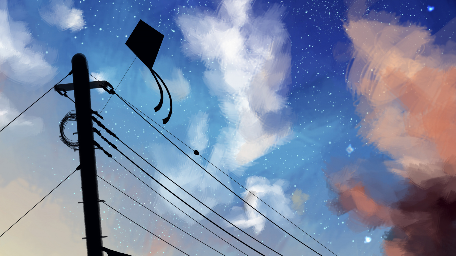 Обои синий, облако, атмосфера, ночь, космос в разрешении 1920x1080