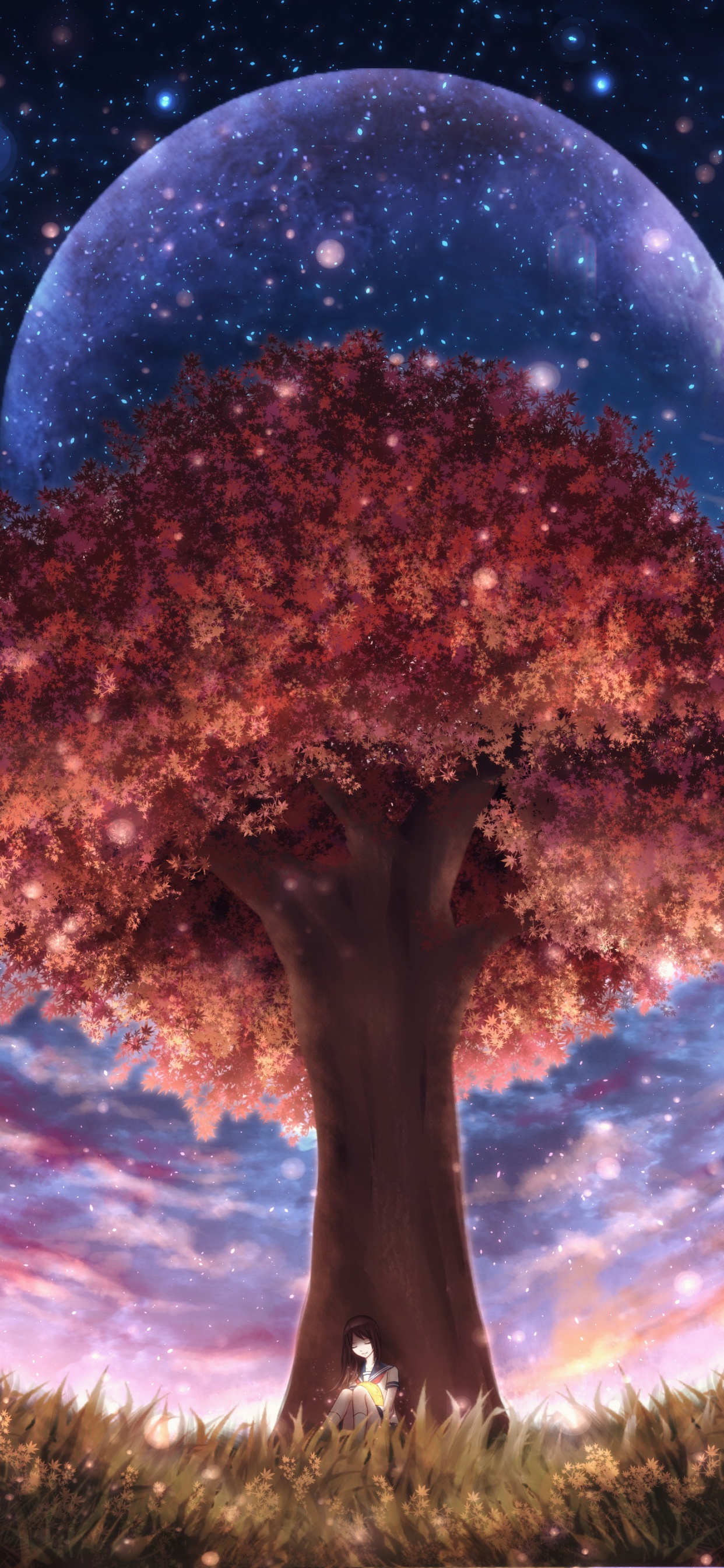 Обои комиксы, атмосфера, природа, ночь, художник в разрешении 1242x2688