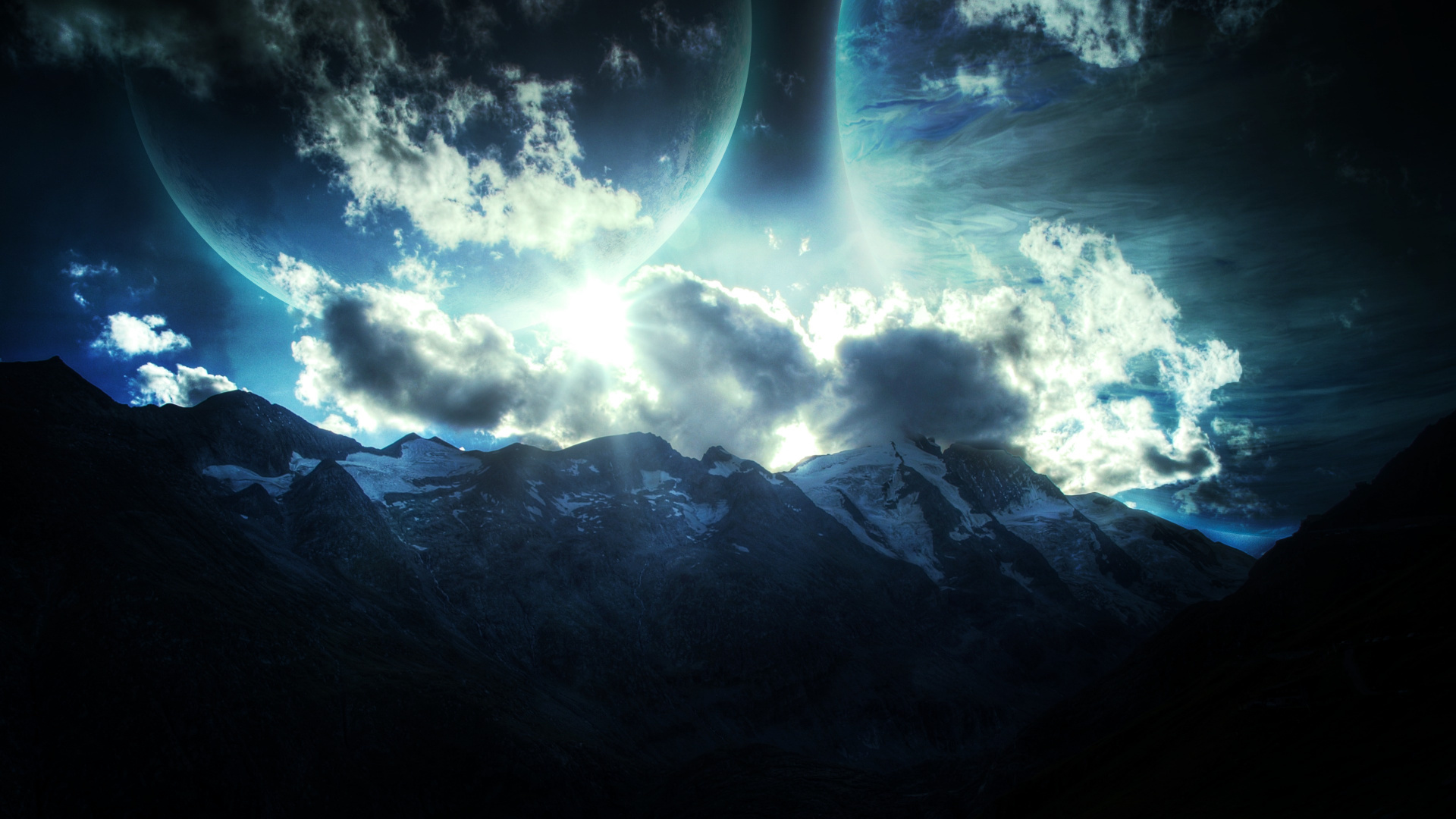 Обои атмосфера, темнота, облако, космос, космическое пространство в разрешении 1920x1080