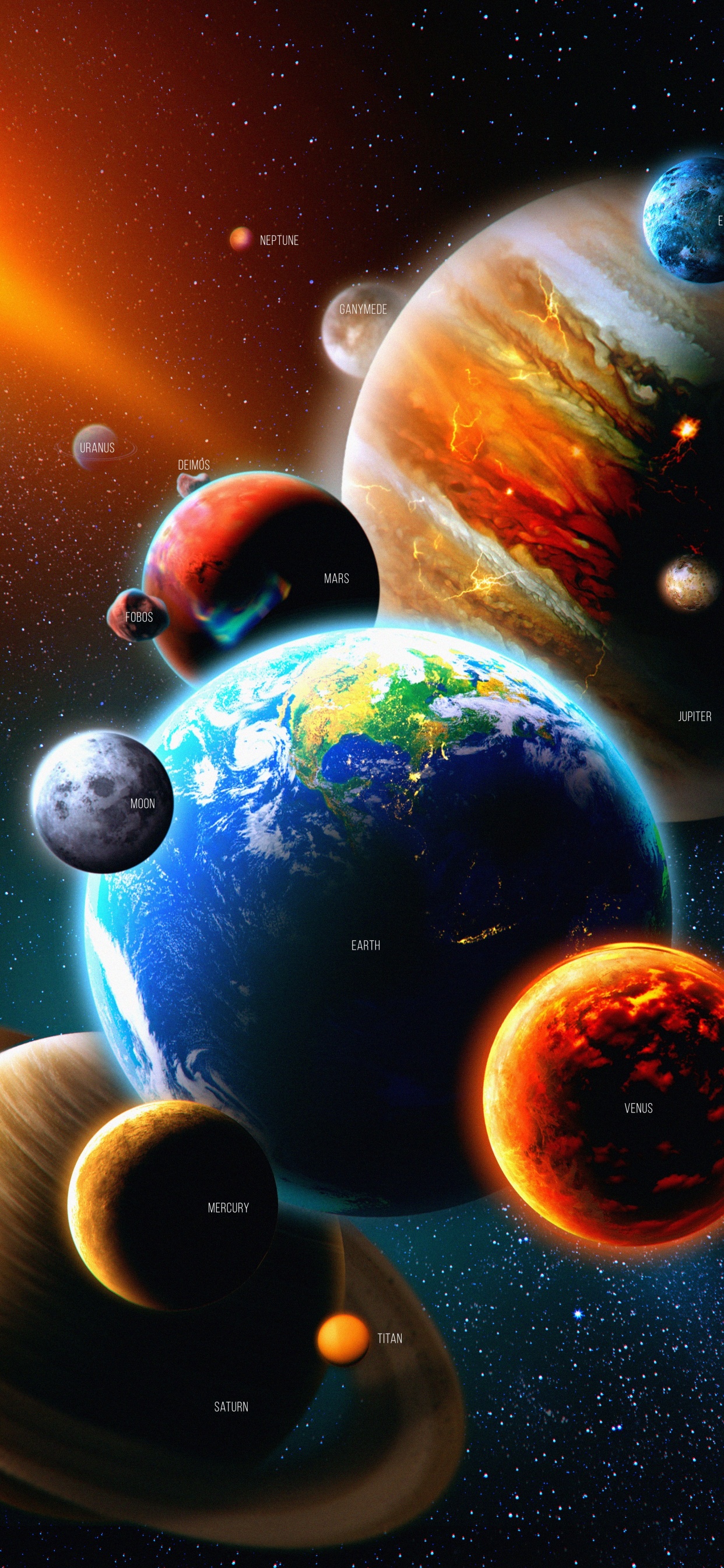 Обои Солнечная система, планета, земля, солнце, атмосфера в разрешении 1242x2688