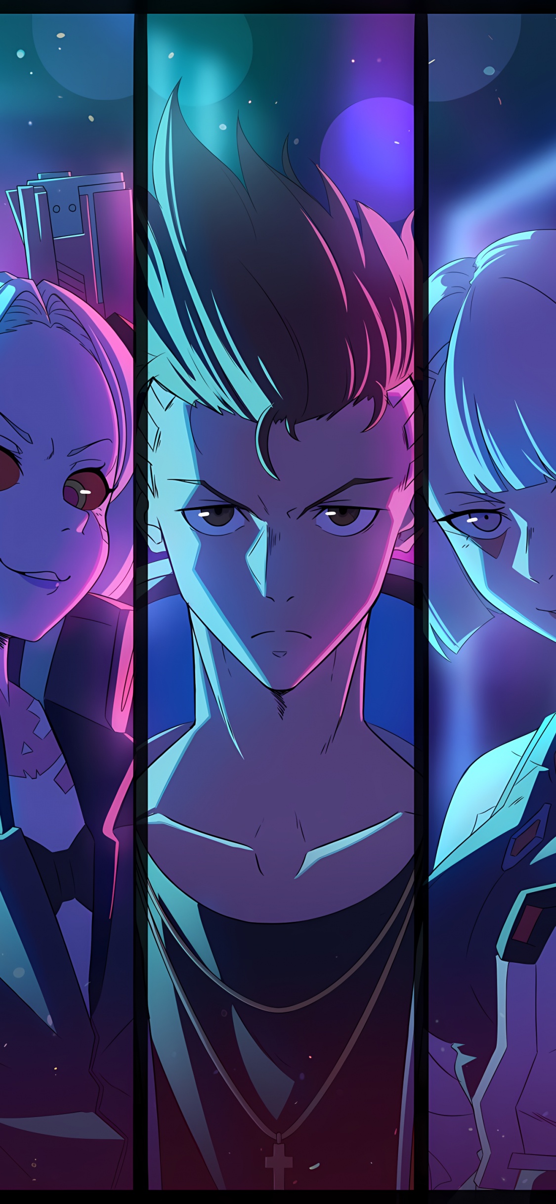 Обои Киберпанк, Киберпанк 2077, cd projekt, аниме, пурпур в разрешении 1125x2436