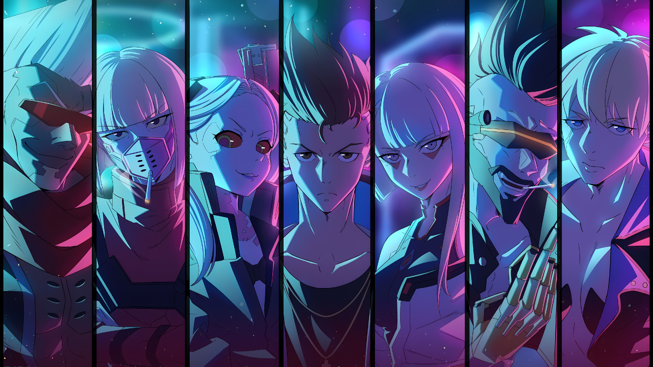 Обои Киберпанк, Киберпанк 2077, cd projekt, аниме, пурпур в разрешении 1280x720