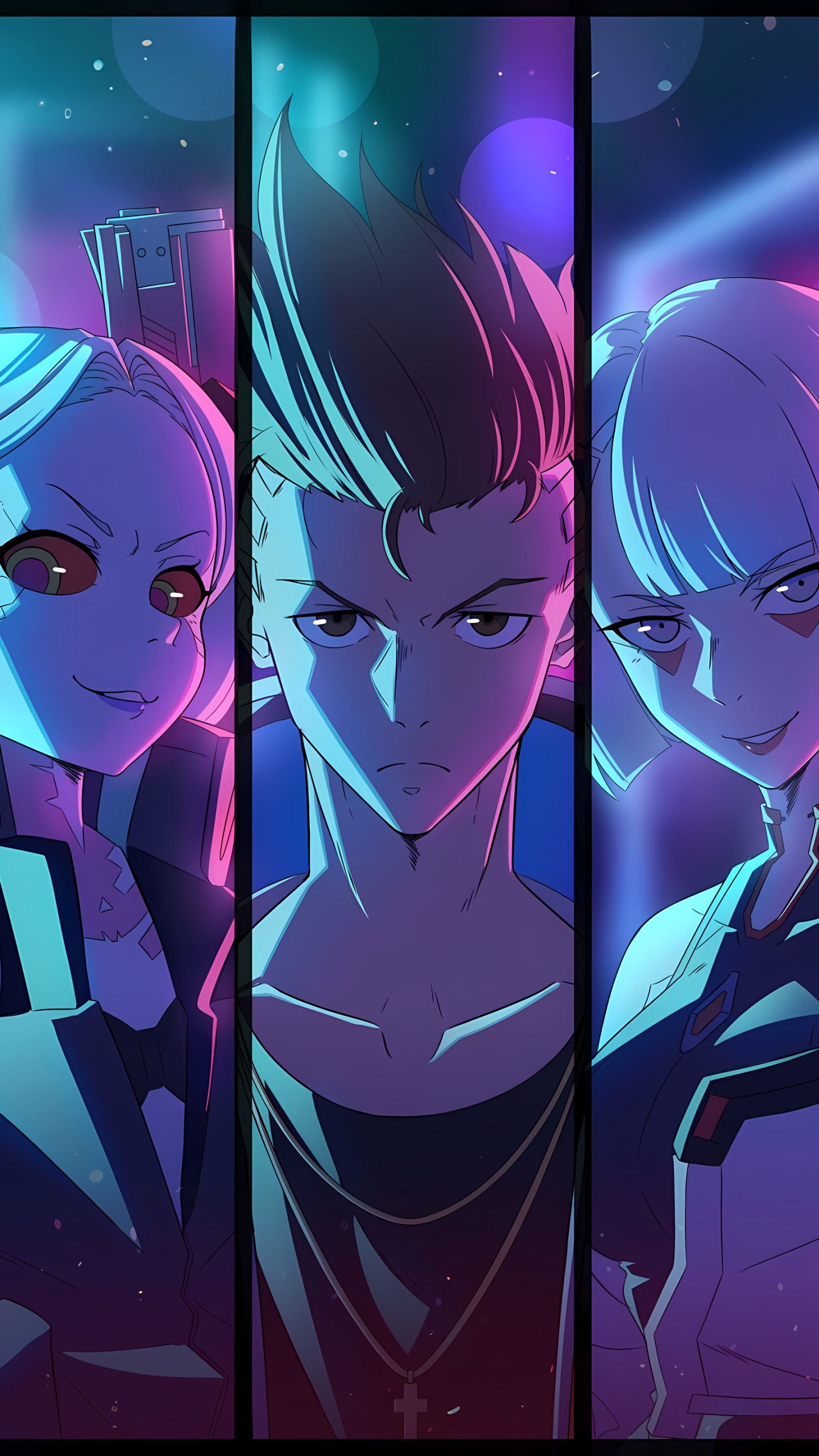 Обои Киберпанк, Киберпанк 2077, cd projekt, аниме, пурпур в разрешении 1440x2560