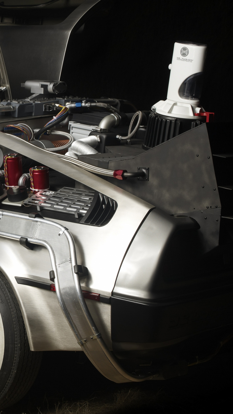 Обои назад в будущее, классический автомобиль, автомобильный экстерьер, делориан ДМС 12, автомобильный дизайн в разрешении 750x1334