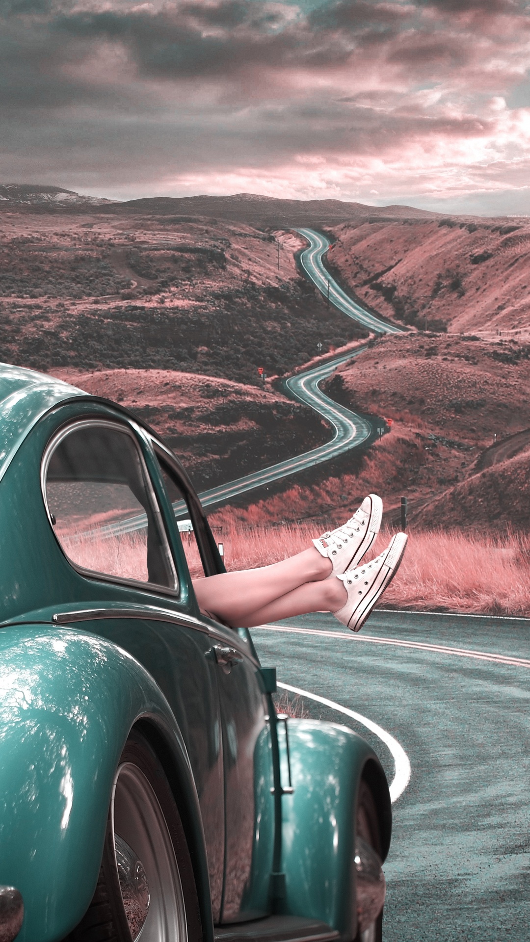 Обои Фольксваген жук, авто, классический автомобиль, старинная машина, кузов купе в разрешении 1080x1920