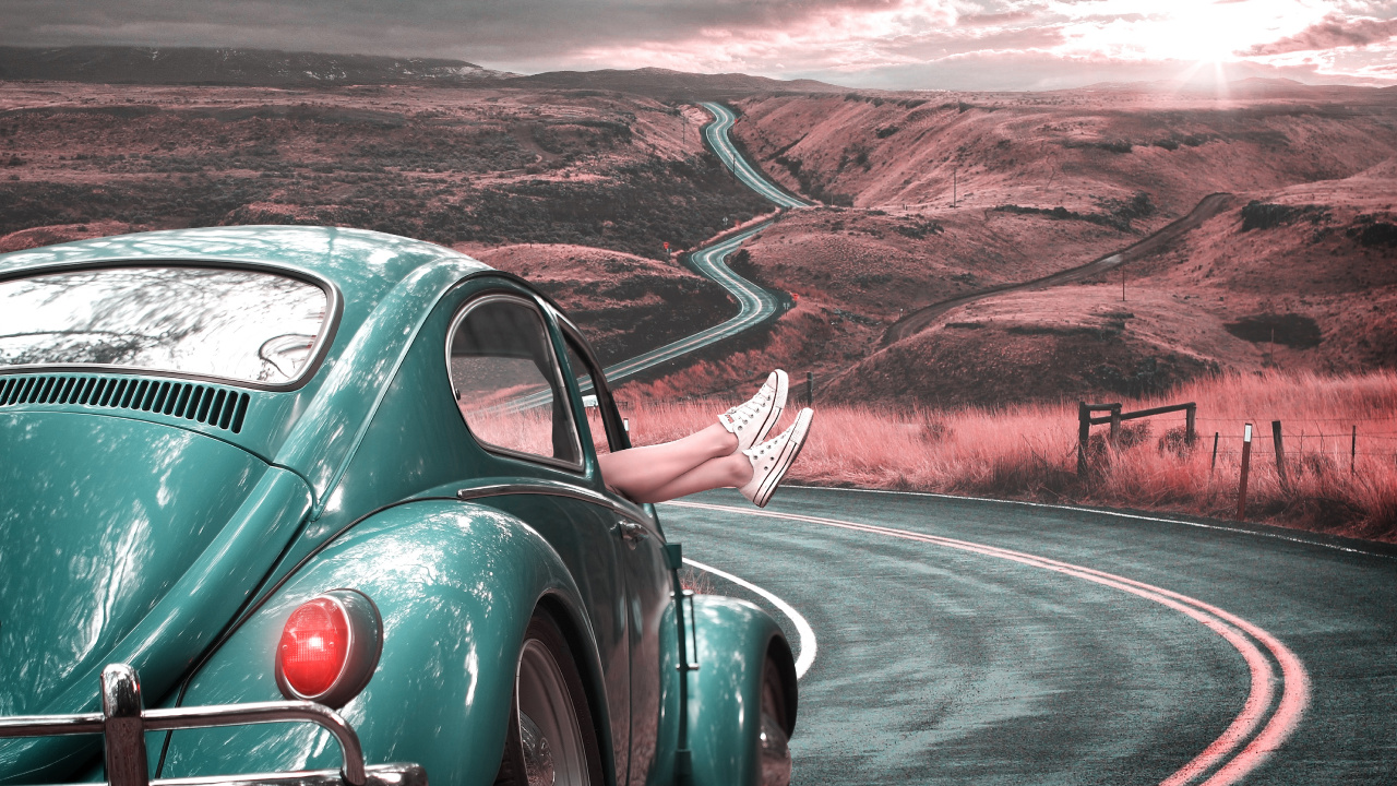 Обои Фольксваген жук, авто, классический автомобиль, старинная машина, кузов купе в разрешении 1280x720