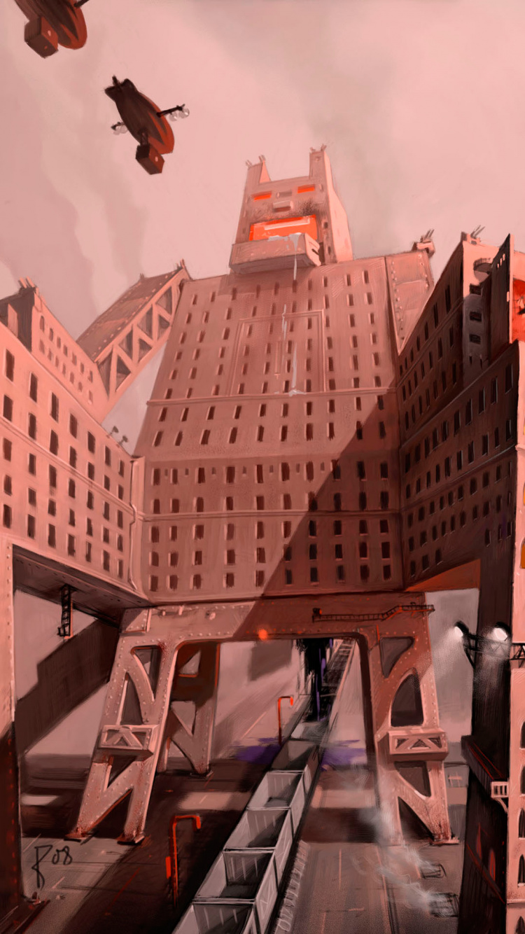 Обои дизельный панк-хаус, иллюстрация, арт, дизельпанк, идея в разрешении 750x1334