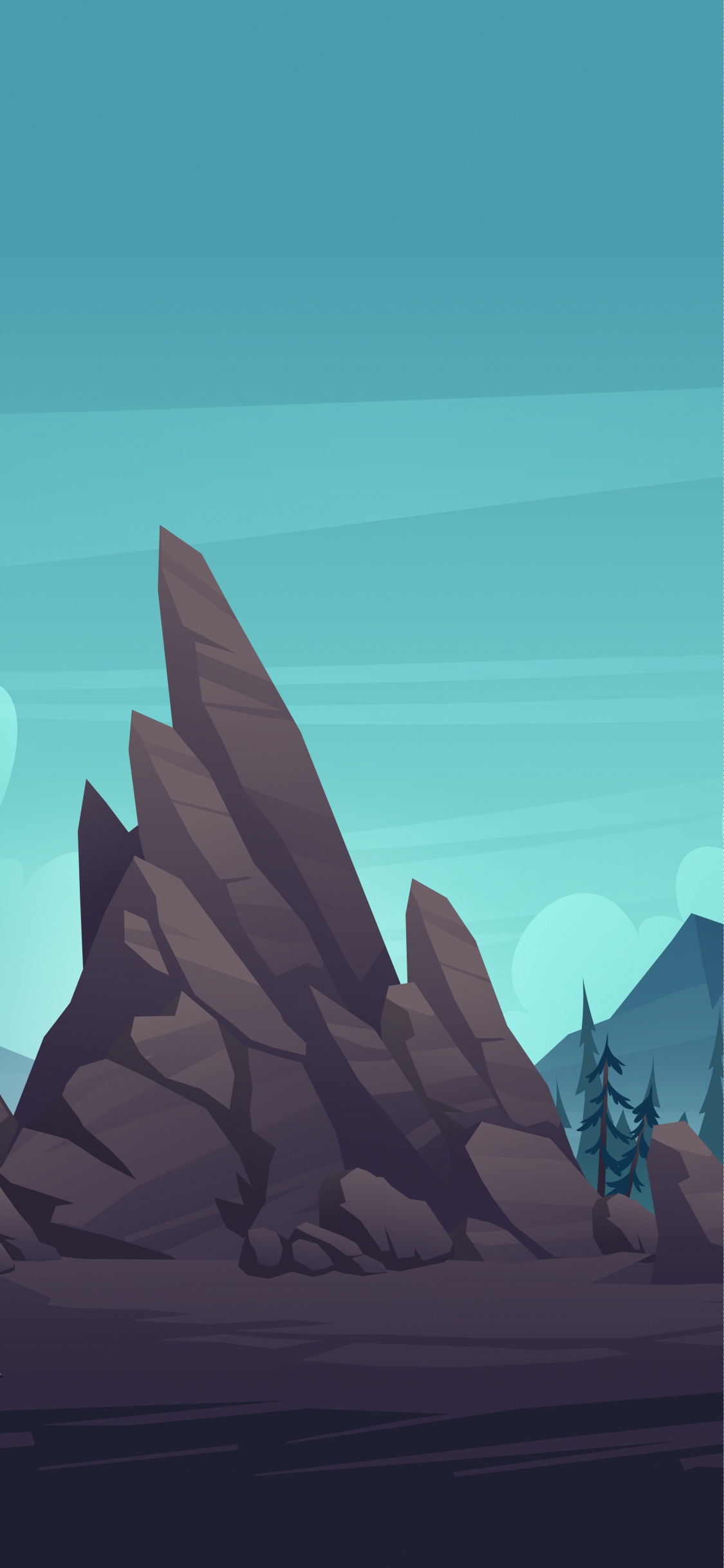 Обои иллюстрация, рисование, векторная графика, пейзаж, гора в разрешении 1125x2436