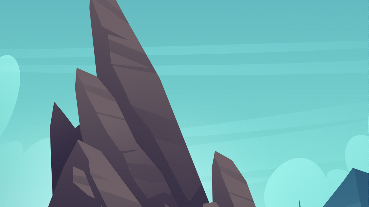 Обои иллюстрация, рисование, векторная графика, пейзаж, гора в разрешении 1280x720