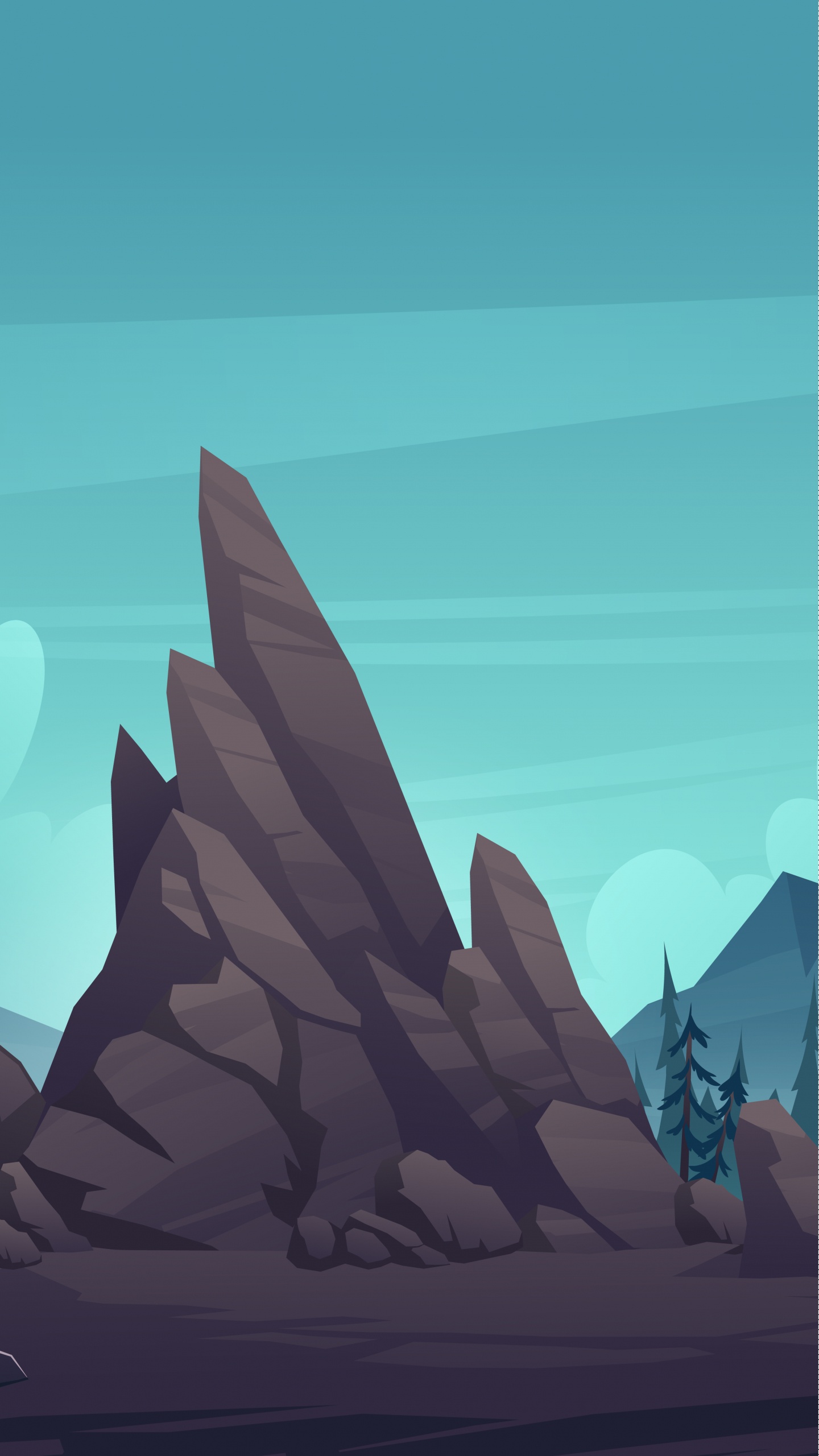 Обои иллюстрация, рисование, векторная графика, пейзаж, гора в разрешении 1440x2560