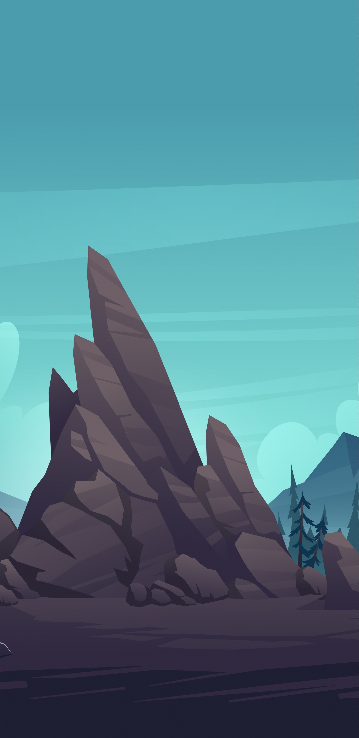 Обои иллюстрация, рисование, векторная графика, пейзаж, гора в разрешении 1440x2960