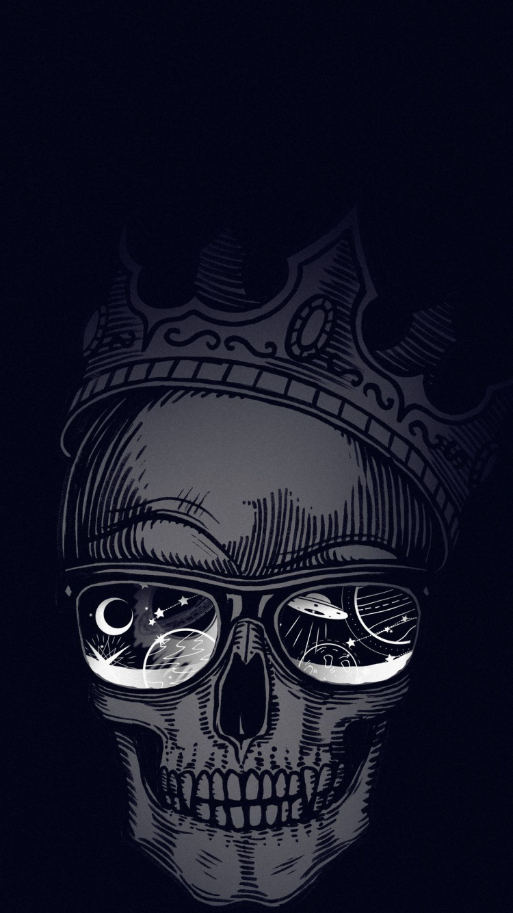 Обои череп, иллюстрация, Череп арт, рисование, визуальное искусство в разрешении 750x1334