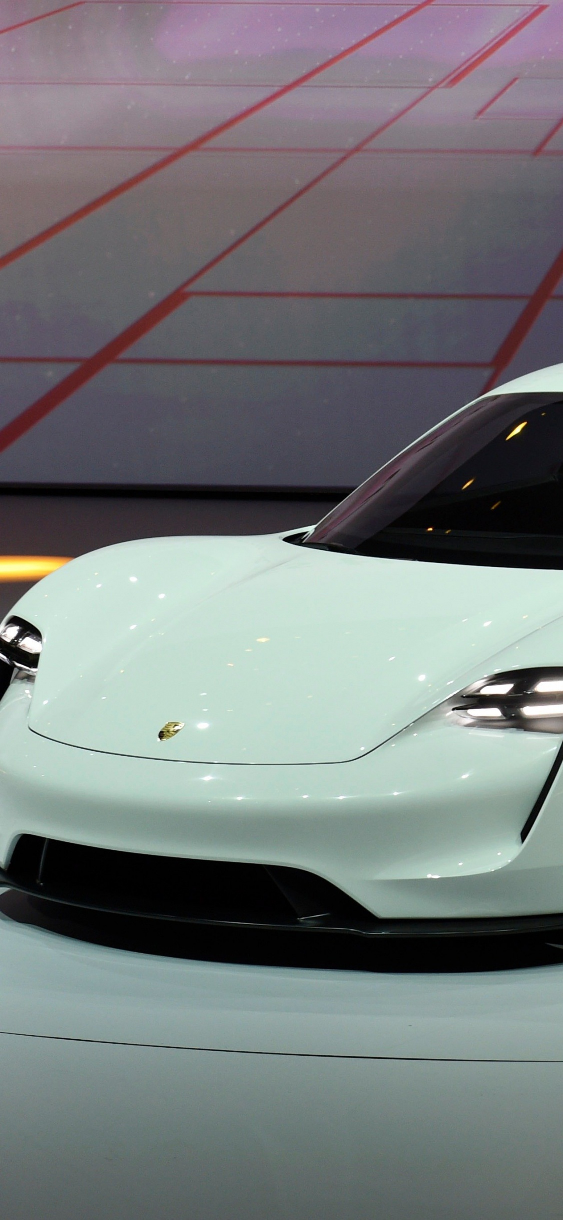 Обои международный автосалон в Германии, авто, Tesla Model S, Порше, суперкар в разрешении 1125x2436