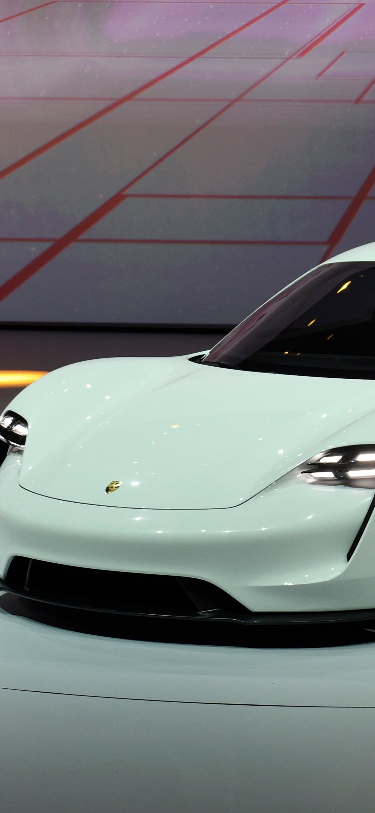 Обои международный автосалон в Германии, авто, Tesla Model S, Порше, суперкар в разрешении 1242x2688