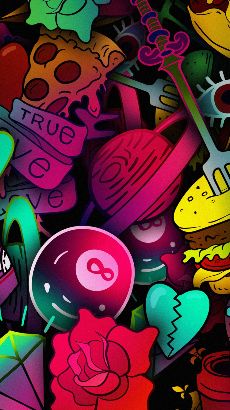 Обои розовый, арт, красный цвет, пурпурный цвет, узор в разрешении 750x1334