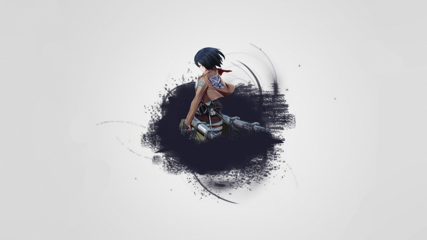 Обои Микаса Акерман, нападение на титан, эрен йегер, аниме, вода в разрешении 1366x768