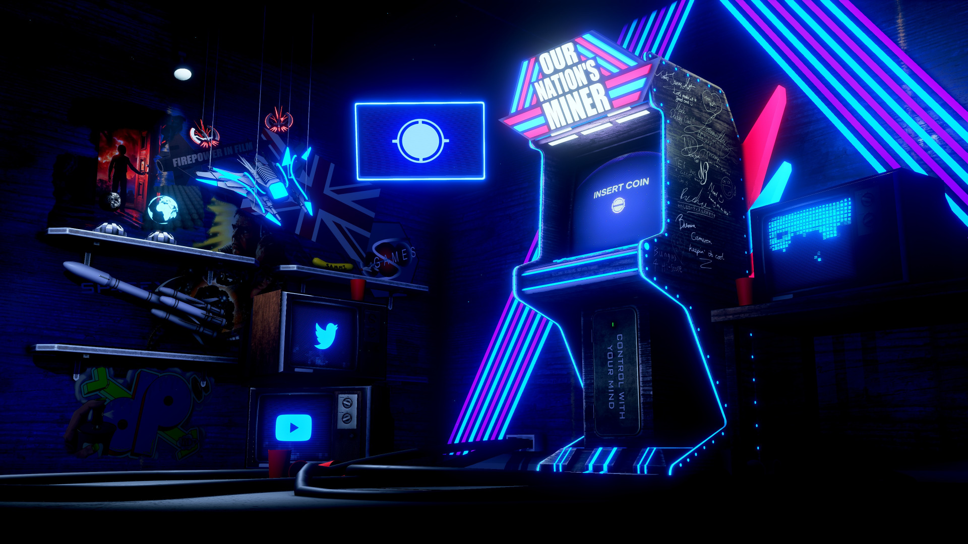 Обои шахтер нашей нации, аркадная игра, развлечение, пурпур, Визуальный эффект освещения в разрешении 1920x1080