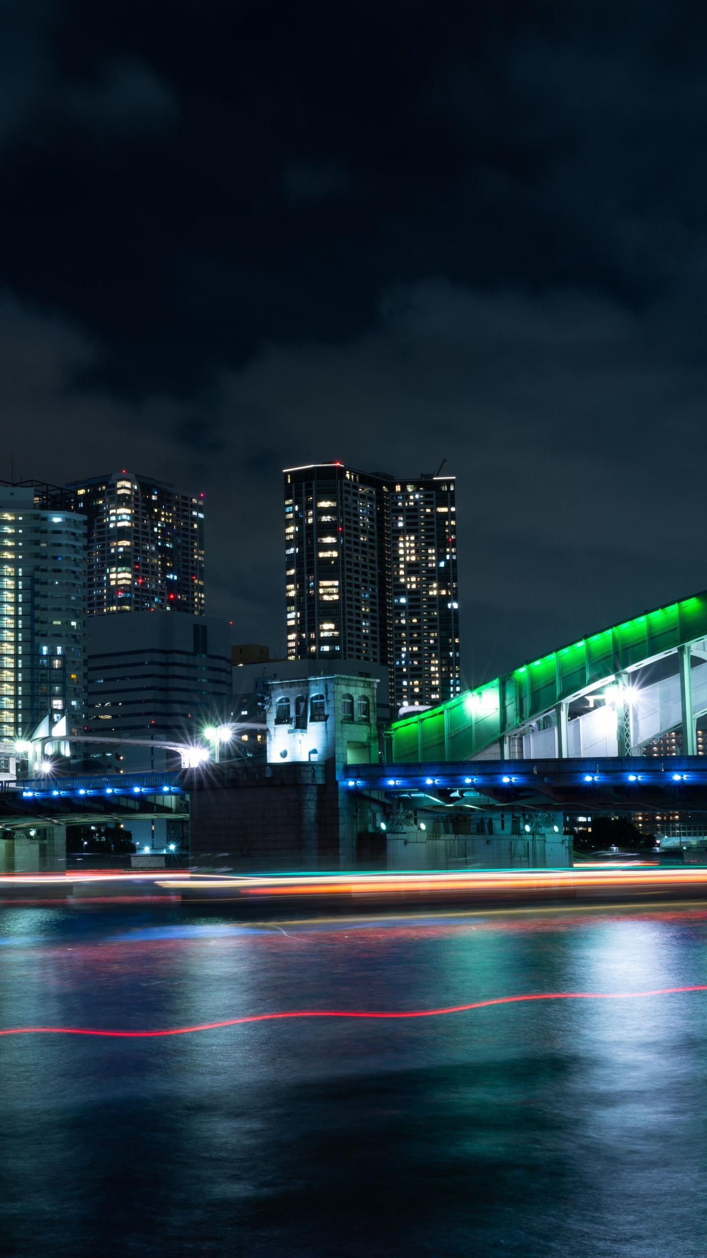 Обои ночь, городской пейзаж, метрополия, город, ориентир в разрешении 1440x2560