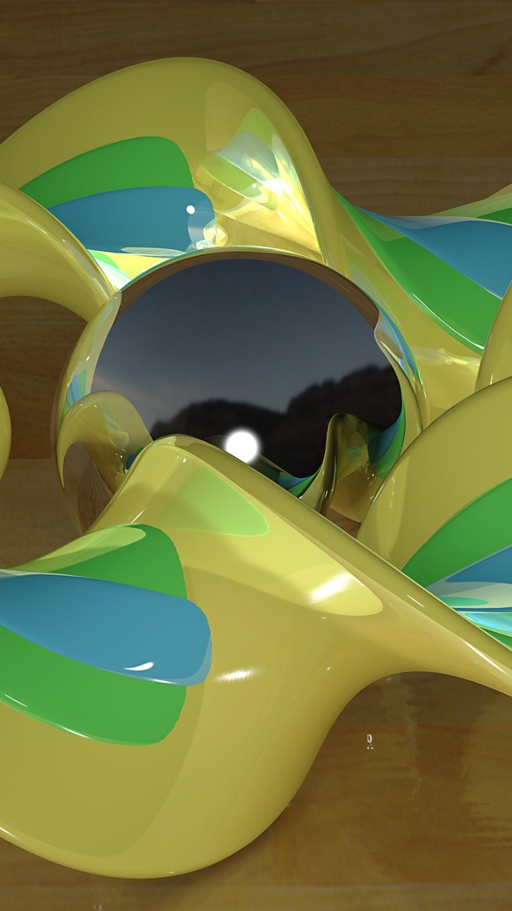 Обои пластик, желтый, трехмерное пространство, трех мерное пространство, зеленый в разрешении 720x1280