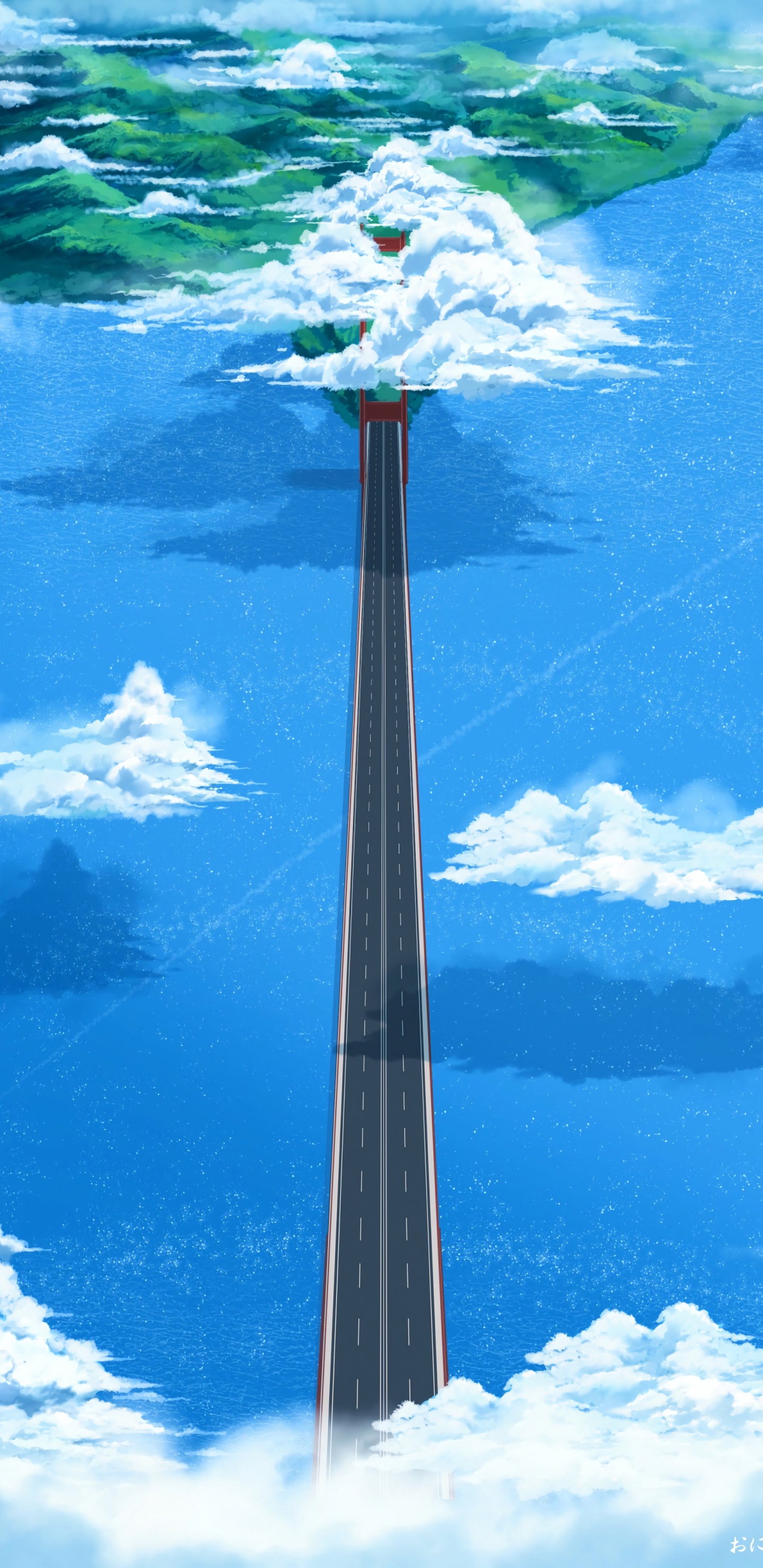 Обои синий, облако, вода, кучевое облако, уличный фонарь в разрешении 1440x2960