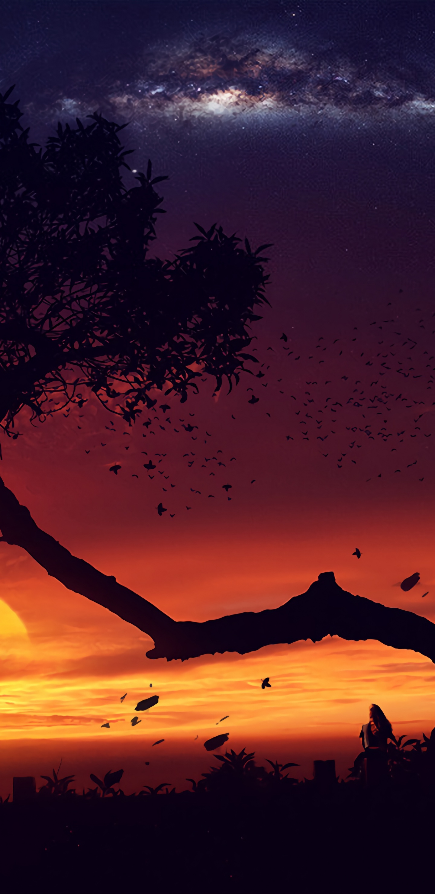 Обои цифровое искусство, арт, дерево, артист, атмосфера в разрешении 1440x2960