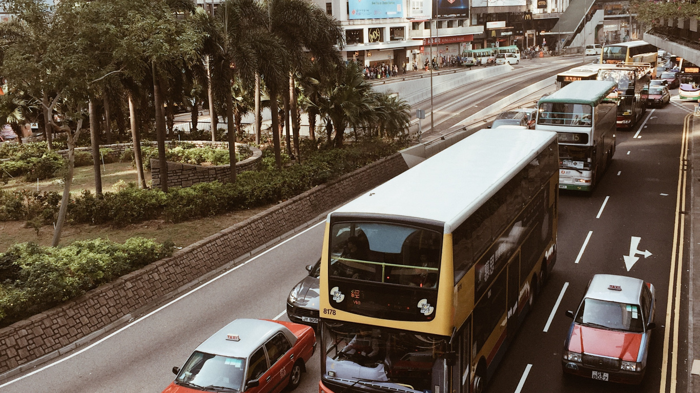 Обои Гонконг, Король, транспорт, автомобильный стояночный свет, башня в разрешении 1366x768