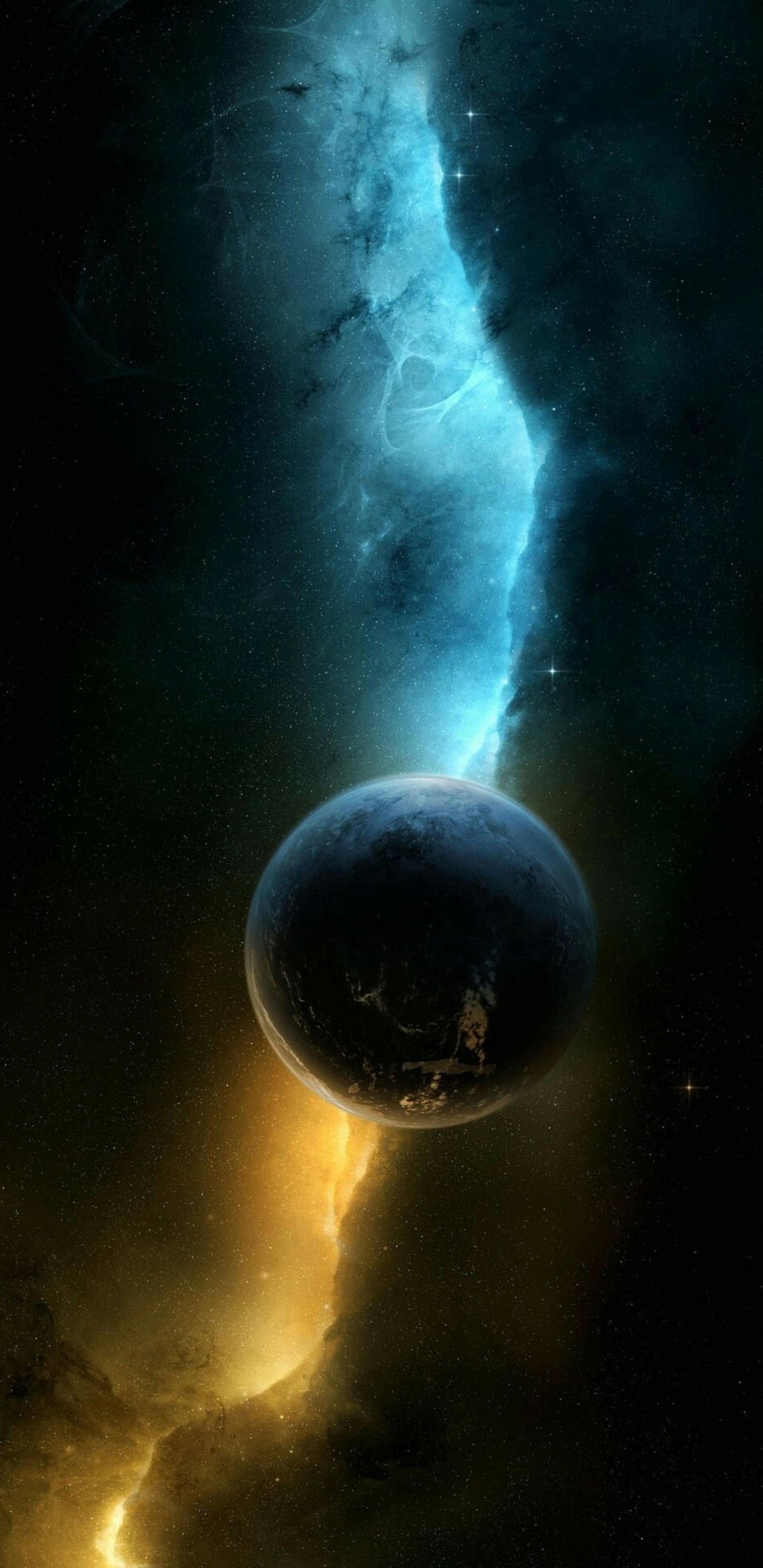 Обои космическое пространство, атмосфера, астрономический объект, темнота, планета в разрешении 1440x2960