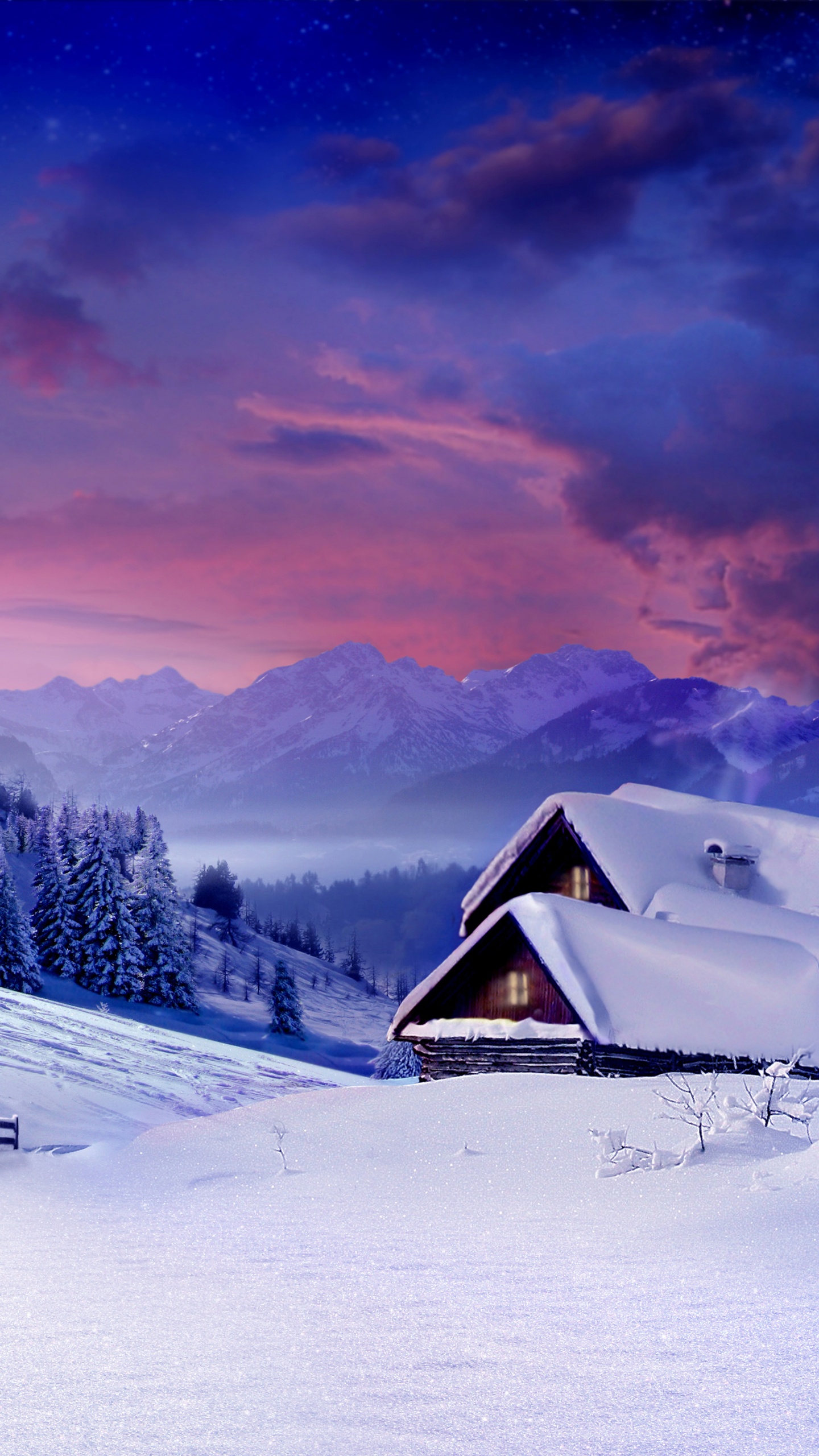 Обои снег, пейзаж, зима, природа, гора в разрешении 1440x2560