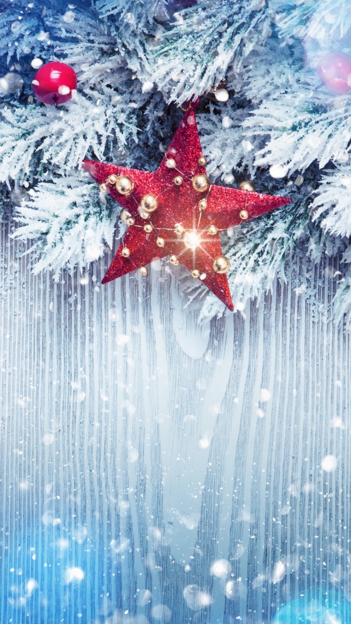 Обои Рождественский день, Рождественские украшения, рождественский орнамент, мороз, зима в разрешении 720x1280