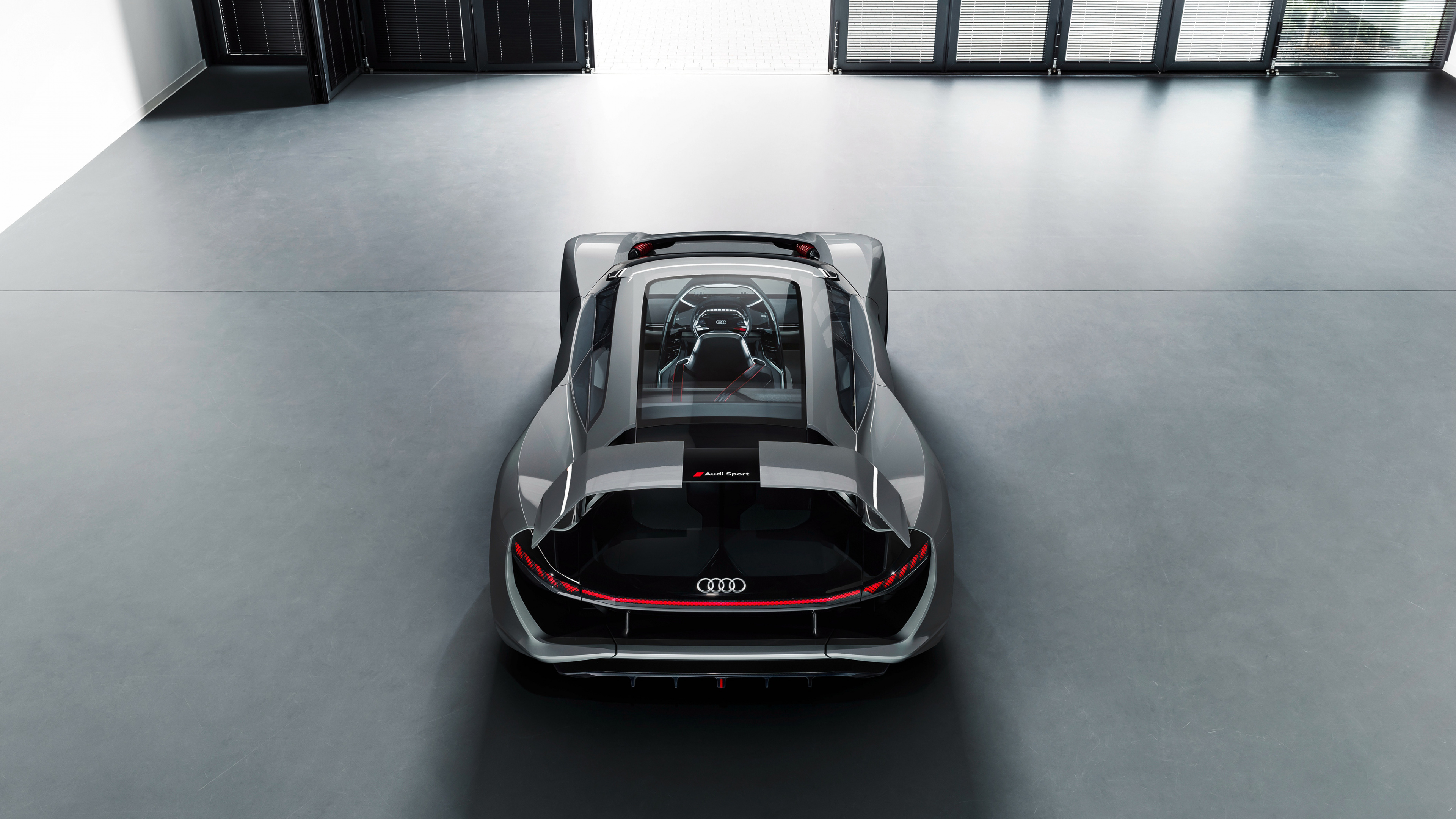 Обои авто, суперкар, спорткар, концепция Audi ПБ 18 е трон, кузов купе в разрешении 3840x2160