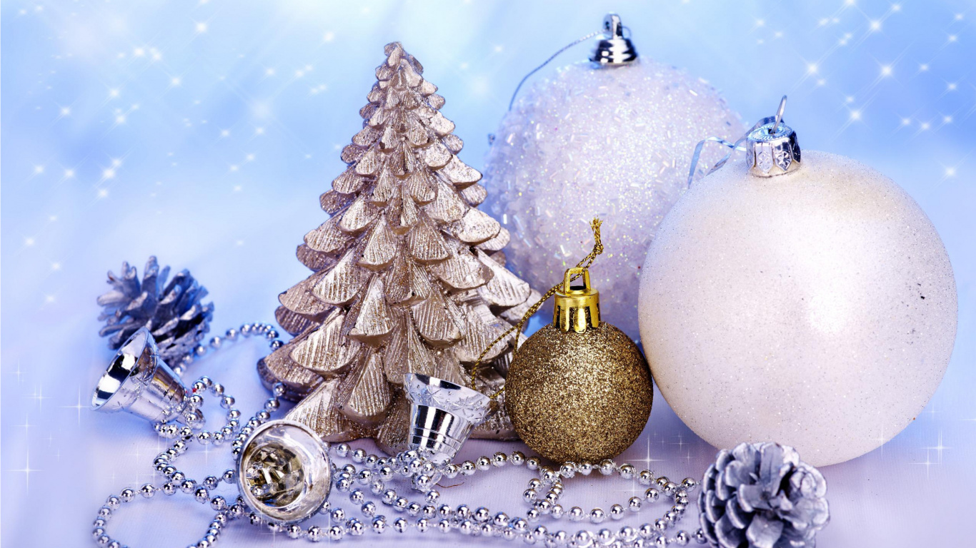 Обои Новый год, Рождественский день, рождественский орнамент, Рождественские украшения, Рождество в разрешении 1366x768