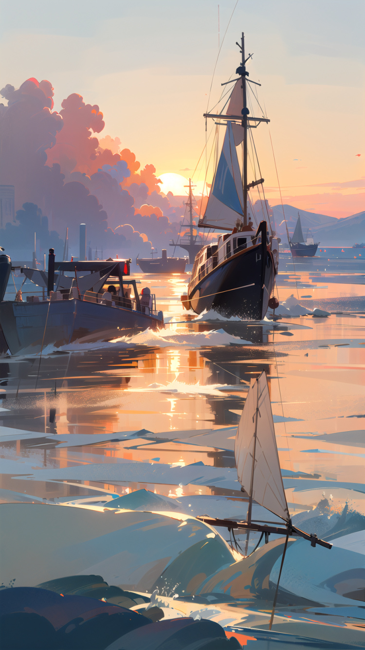 Обои корабль, перевозка воды, вода, лодка, судно в разрешении 750x1334