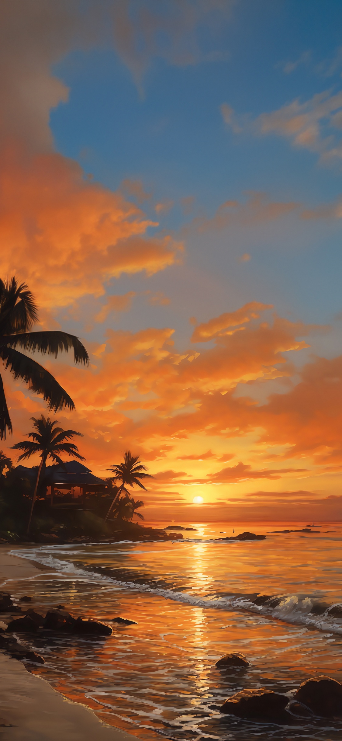 Обои закат, вода, облако, атмосфера, послесвечение в разрешении 1125x2436