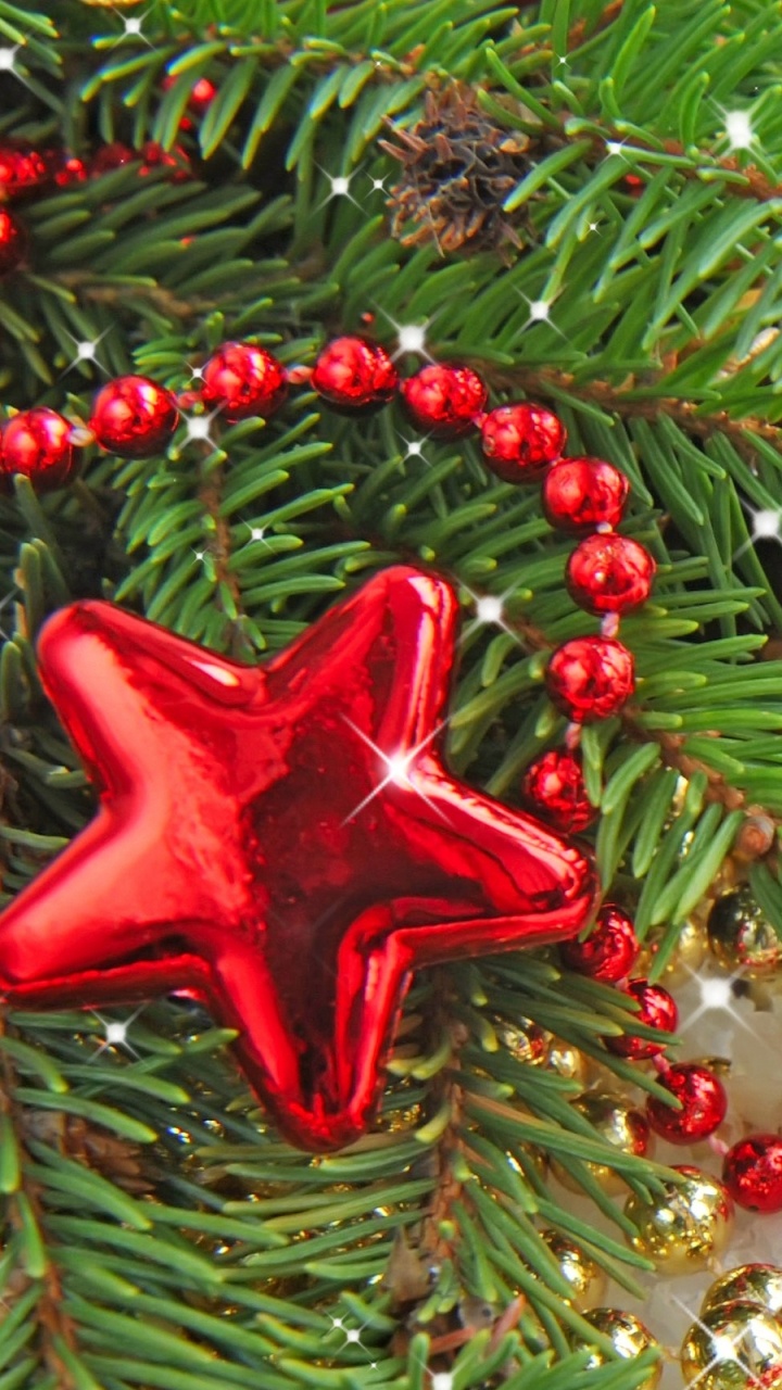 Обои рождественский орнамент, пихта, Рождественский день, Новый год, Рождественские украшения в разрешении 720x1280