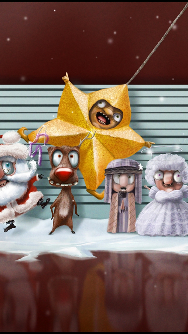 Обои Рождественский день, Новый год, праздник, Санта-Клаус, Снеговик в разрешении 750x1334