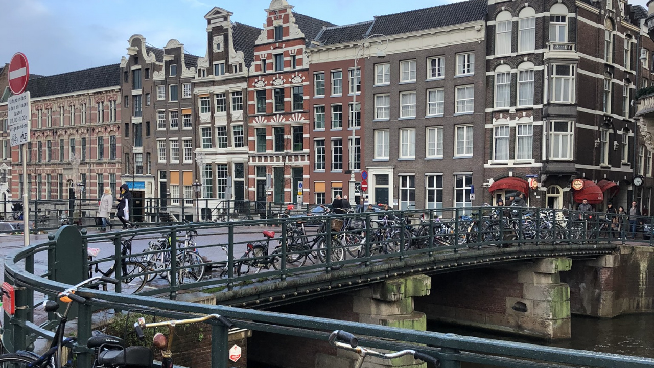 Обои Амстердам, дорожный велосипед, транспорт, велосипед, гибридный велосипед в разрешении 1280x720