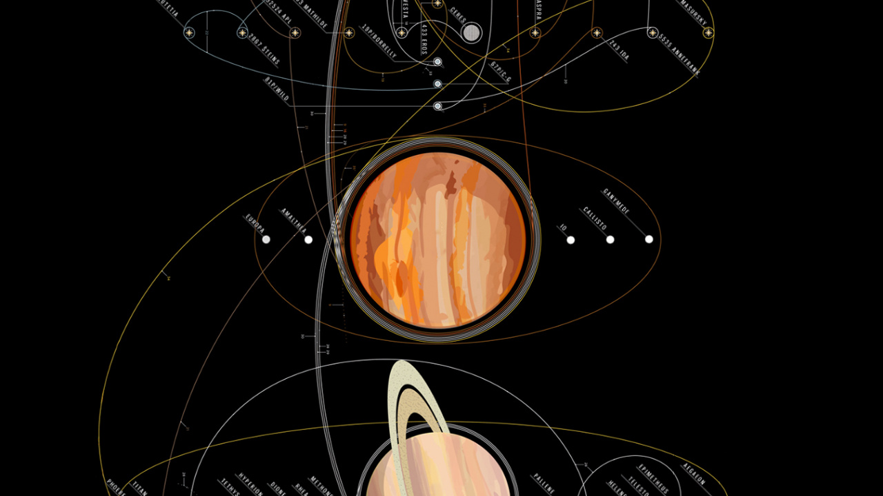 Обои OLED, темнота, космос, круг, орнамент в разрешении 1280x720